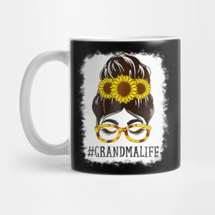 Womens Messy Bun Grandma Life Grandma Sunflowers Cute Mothers Day Mug